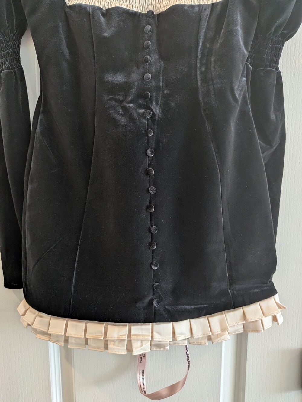 House of CB Azaria Black & Vintage Cream Velvet Mini Dress Size S Fuller Cup NWT - Picture 5 of 15